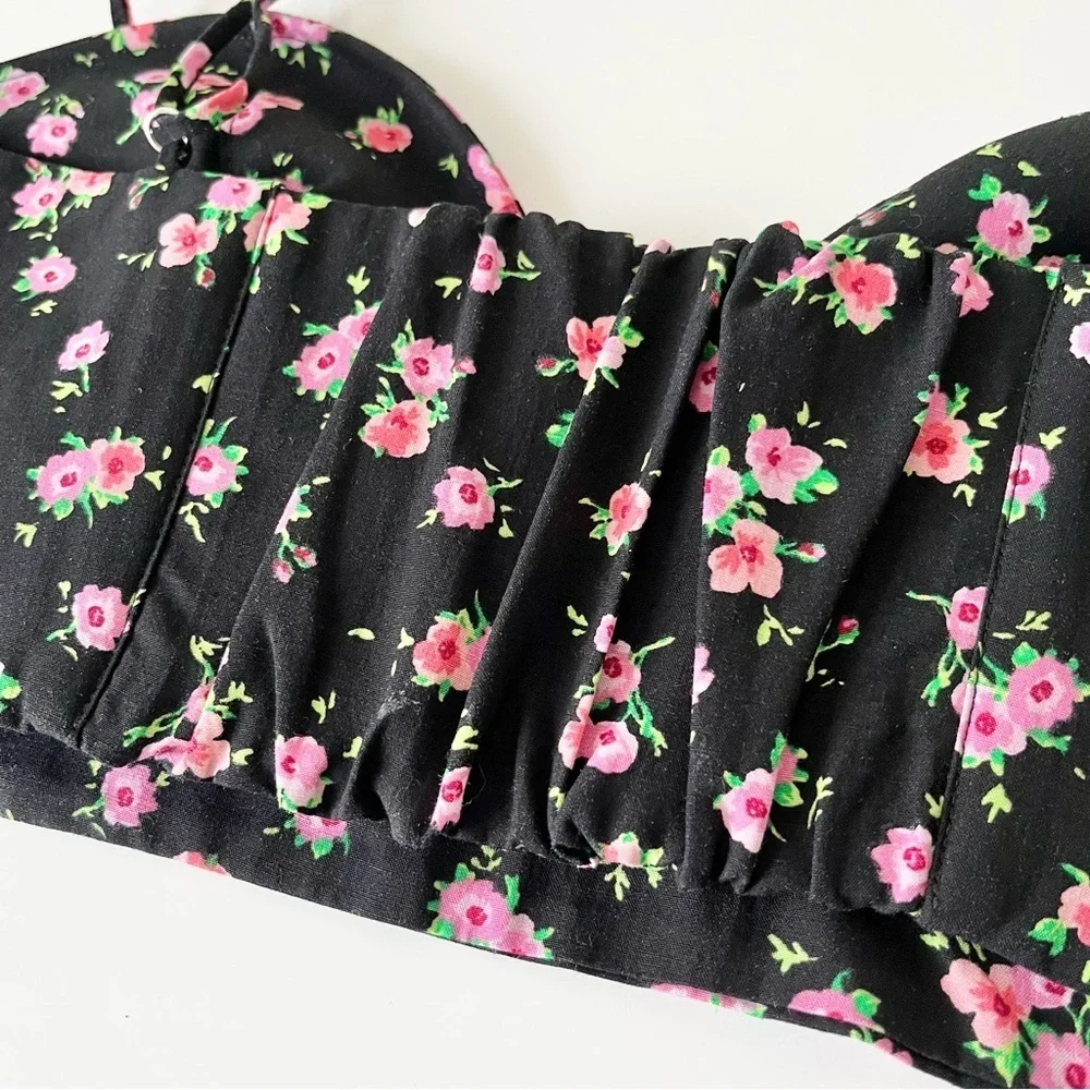 Zara Ditzy Floral Bustier Corset Crop Top Size XL - Picture 5 of 11